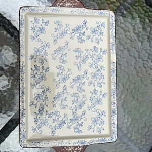 Temptations Blue and Cream Floral Rectangular Serving Platter